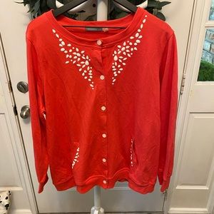 threehearts Button Down Beaded Cardigan Top LS 1X